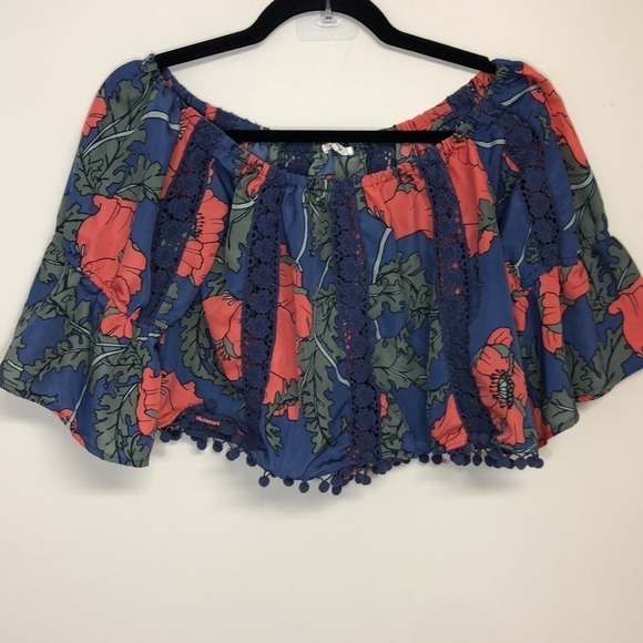 Tularosa Alexa Off the‎ Shoulder Floral Crop Top XS - Picture 3 of 8